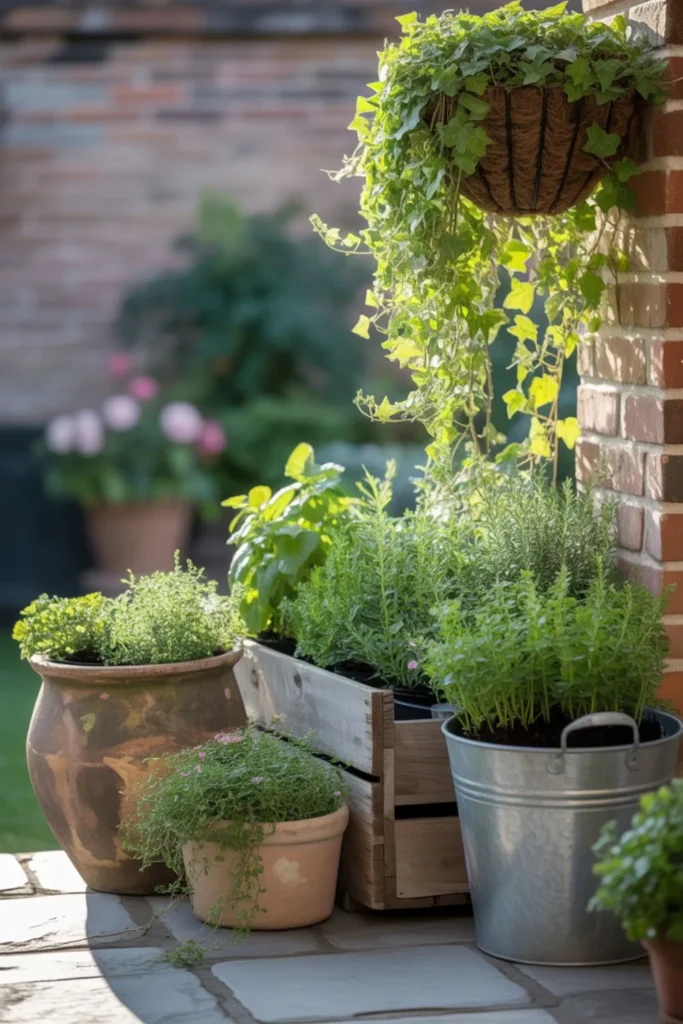 container selection and soil management in terrace garden ideas