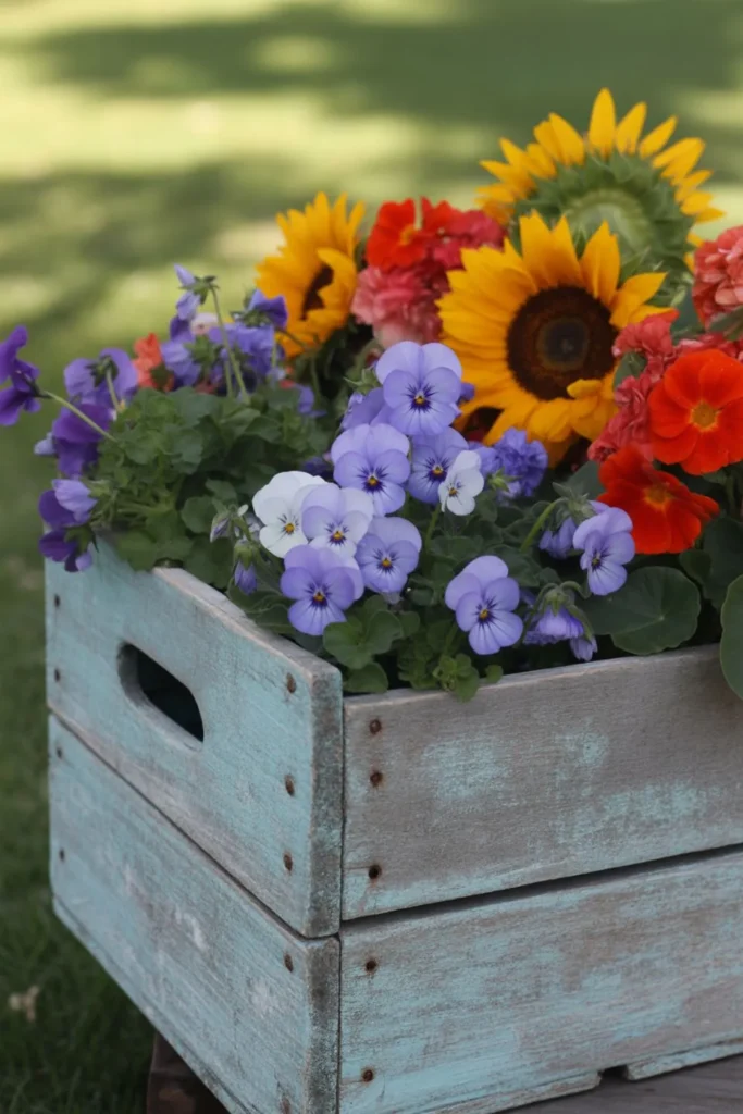 Unique Container Ideas The Complete Guide for Flower Pot Magic 2 http://growyouryards.com/wp-content/uploads/2025/09/unique-container-ideas-rustic-crate-planter.webp