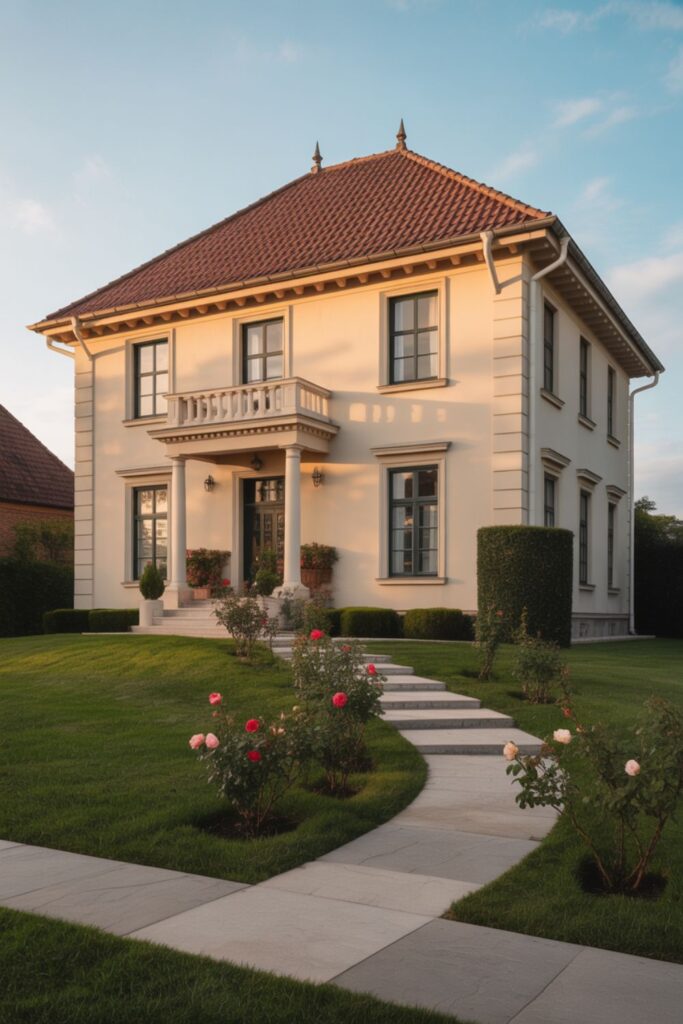 Traditional Two Floor House Elevation