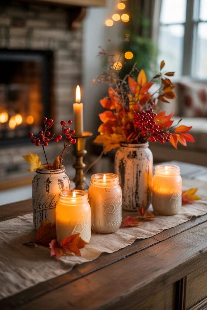 31 Fall Centerpiece Ideas with Mason Jars Transform Your Autumn Table 4 How to Arrange Multiple Mason Jars for Maximum Impact
