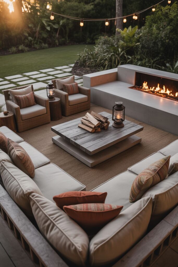 How Do You Arrange Seating Around an Outdoor Fireplace