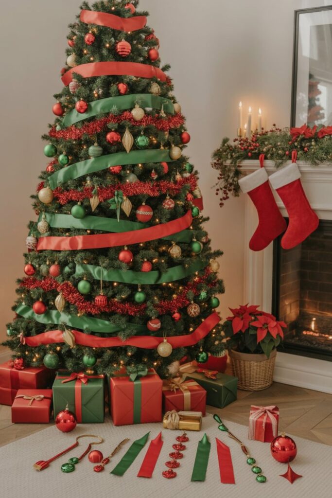 How Do You Create a Balanced Red and Green Christmas Tree?