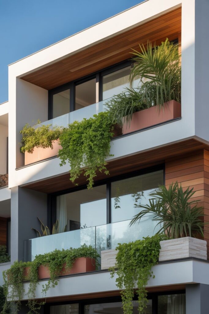 Color Combinations for Modern 3 Floors Building Elevation