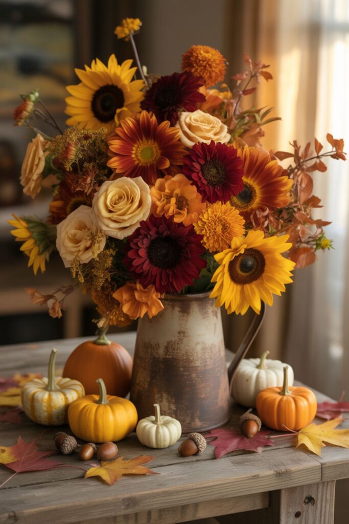 25+ Fall Centerpiece Ideas for Parties to Transform Your Tables 2 Fresh Floral Fall Centerpieces