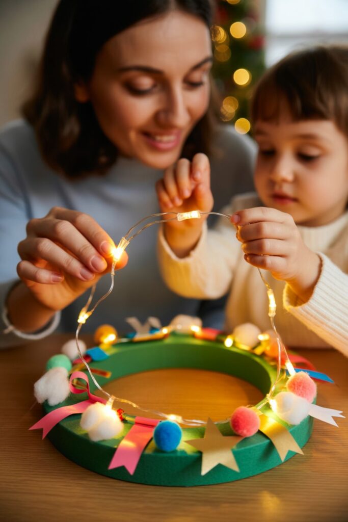 Christmas Wreath Ideas for Kids | Fun & Easy Holiday Crafts 2025 3 LED Light-Up Wreath (Parent Supervised)