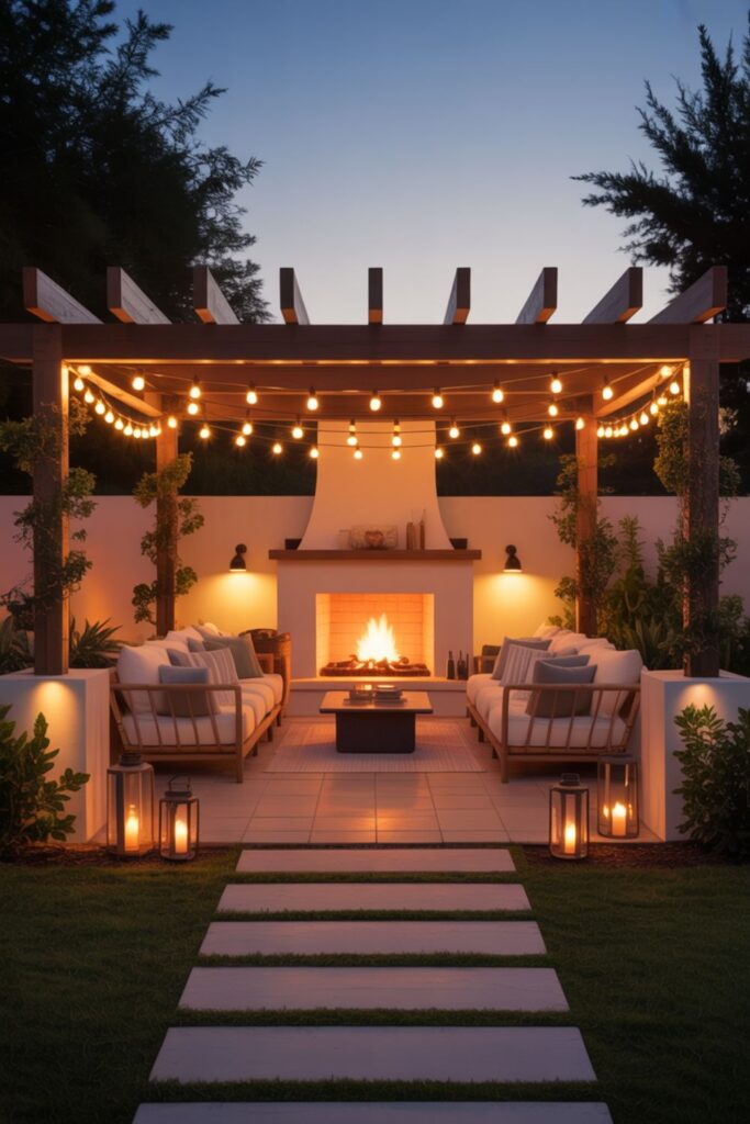 What Lighting Enhances Outdoor Fireplace Patios