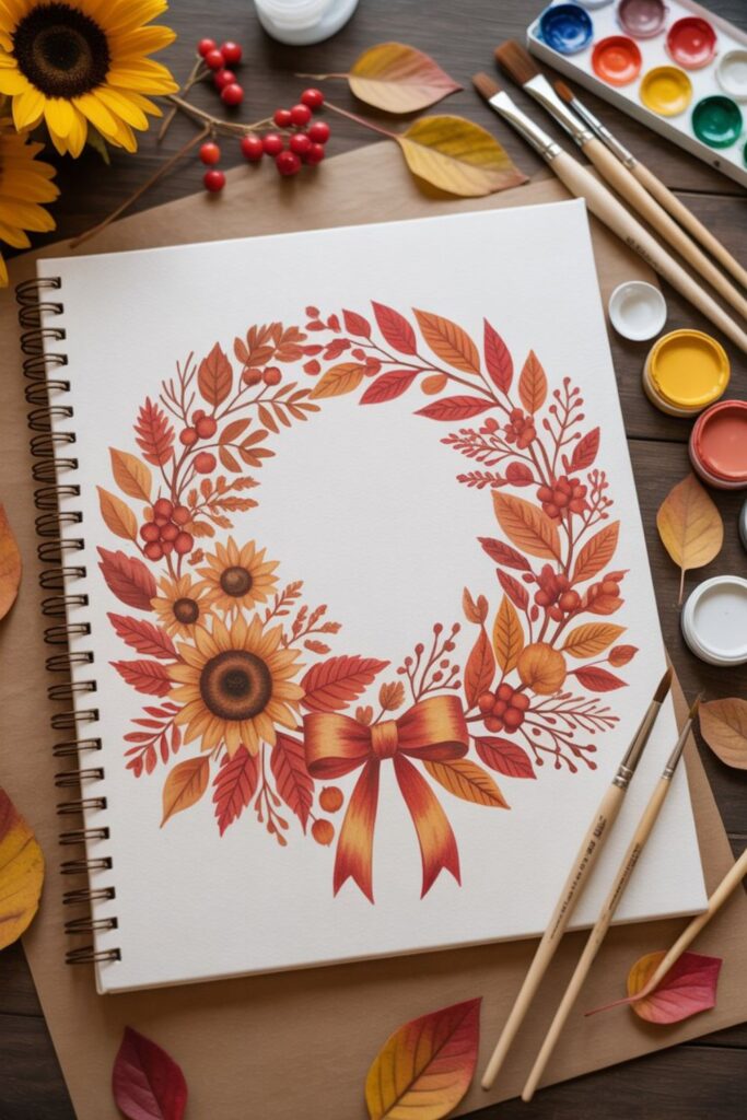 50+ Fall Painting Ideas Easy Simple Autumn Projects 4 How Can You Paint Cozy Fall Wreaths and Florals?