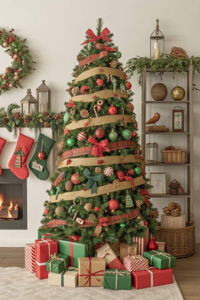 What Are Popular Red and Green Christmas Tree Themes?