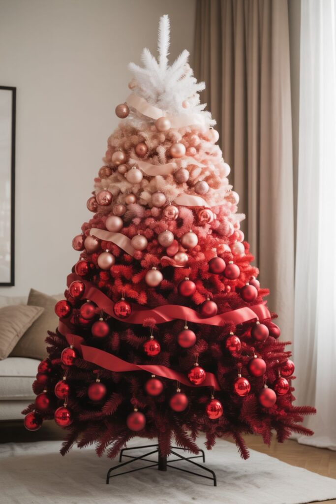 Red Ombre Christmas Tree Gradient Design