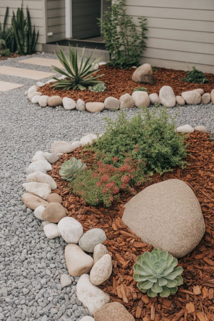 Front Yard Landscaping Ideas with Rocks Transform Your Curb Appeal 4 What Rock and Mulch Combinations Work Best?