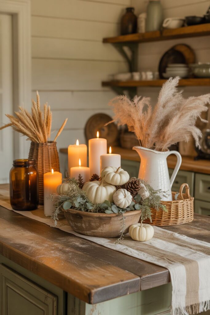 Best Fall Island Centerpiece Ideas to Try This Season 2 Rustic Farmhouse Fall Island Centerpiece Ideas