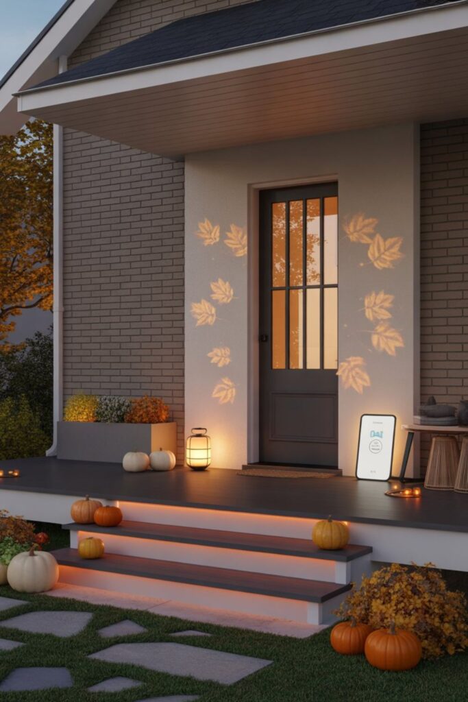 Technological Integration in Fall Porch Displays