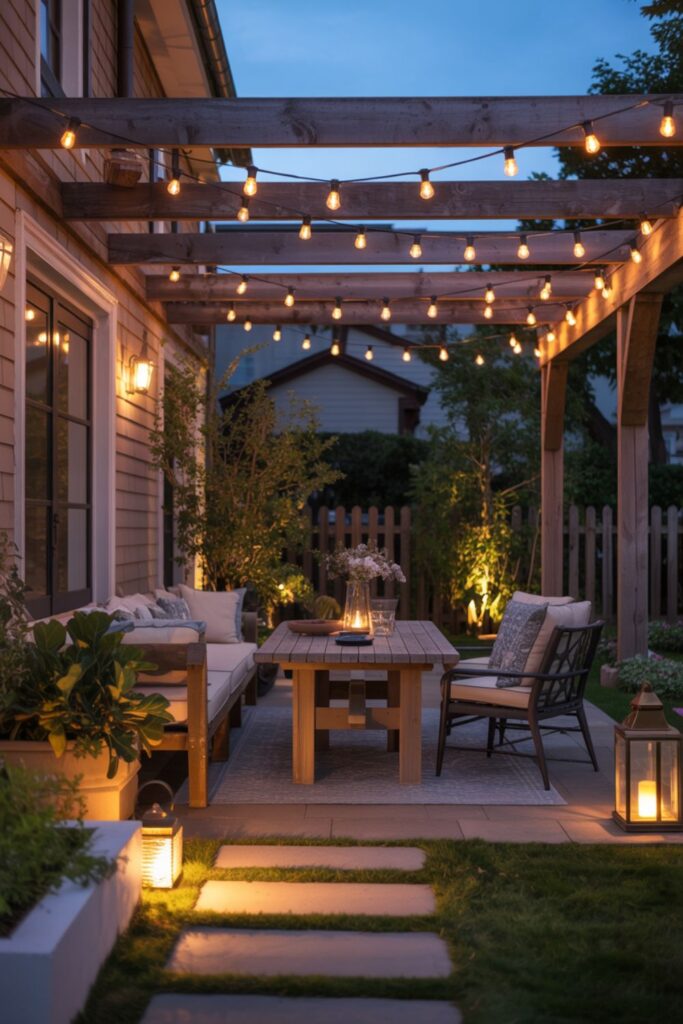 25+ Cozy Outdoor Living Space Ideas for a Relaxing Backyard 2 Ambient Lighting That Extends Evening Use