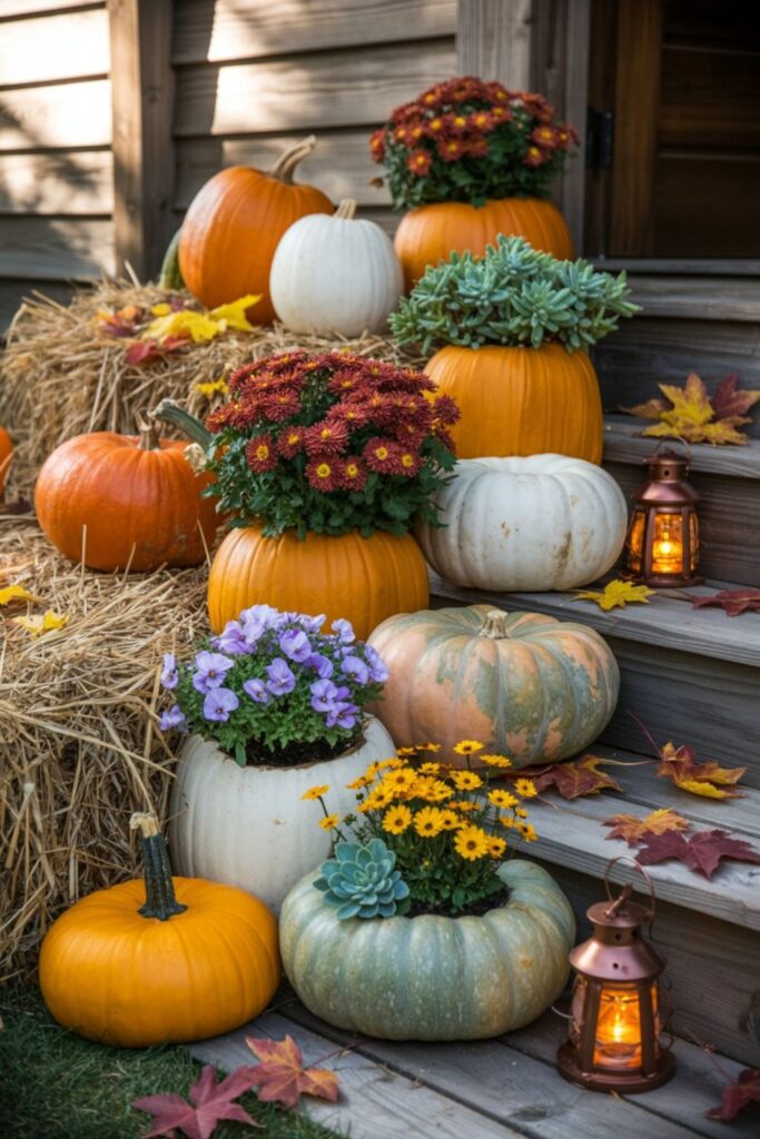 25+ Beautiful Fall Planter Ideas for a Stunning Autumn Outdoor Space 3 Creative Pumpkin Planter Ideas for Maximum Impact