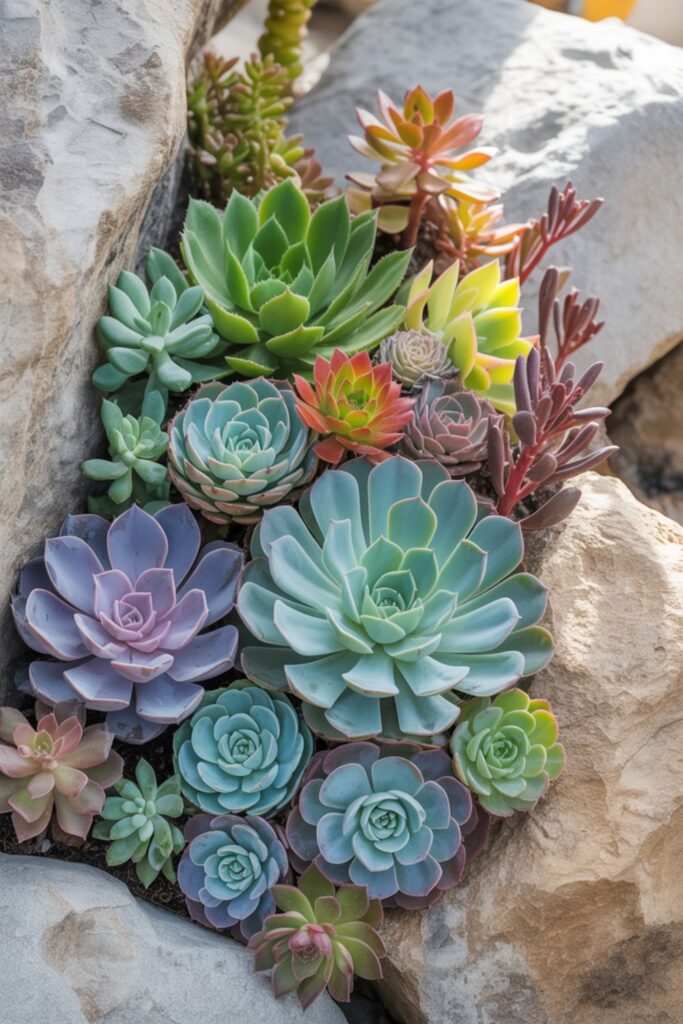 25+ Easy Succulent Rock Garden Ideas for Stunning Outdoor Spaces 4 What Color Combinations Work Best in Succulent Rock Gardens?