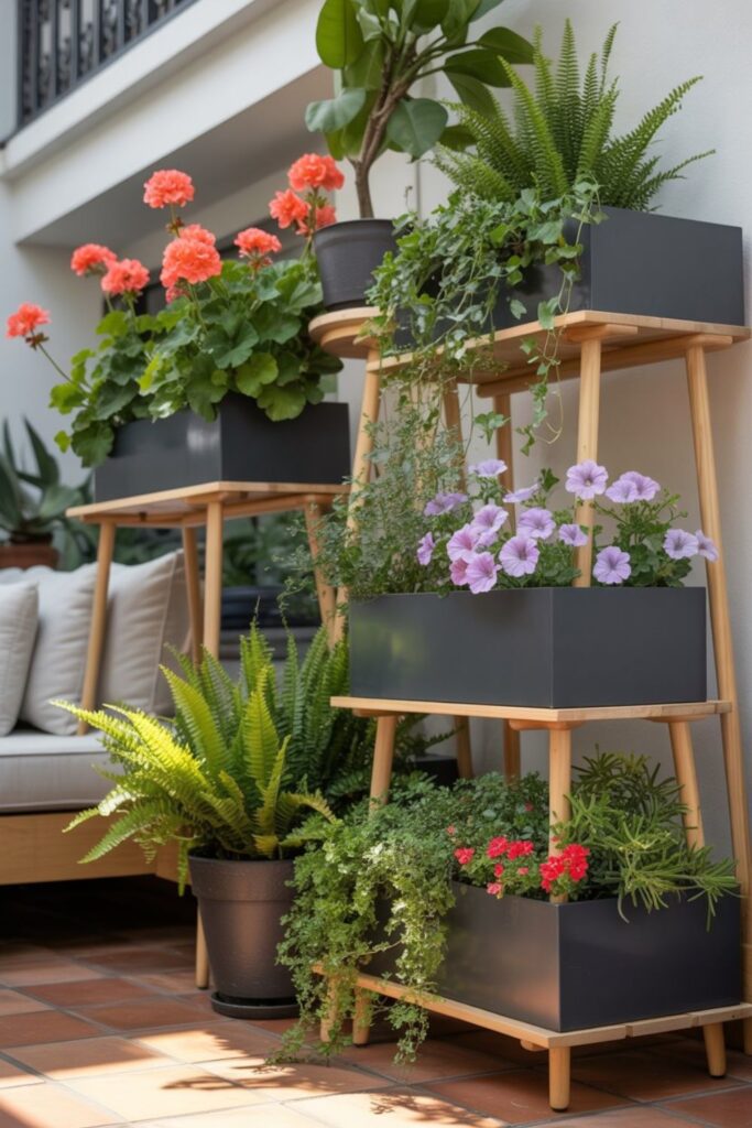Creative Balcony Garden Ideas for Small Spaces 4 Tiered Planters And Multi-Level Displays