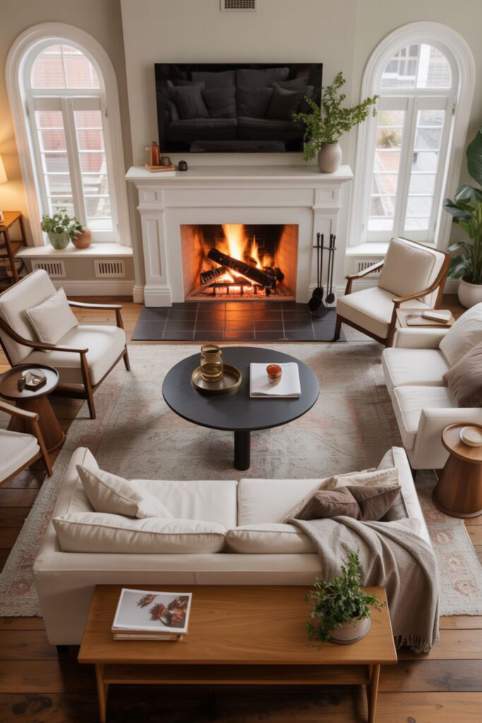 Which Furniture Arrangements Maximize Fireplace Comfort?