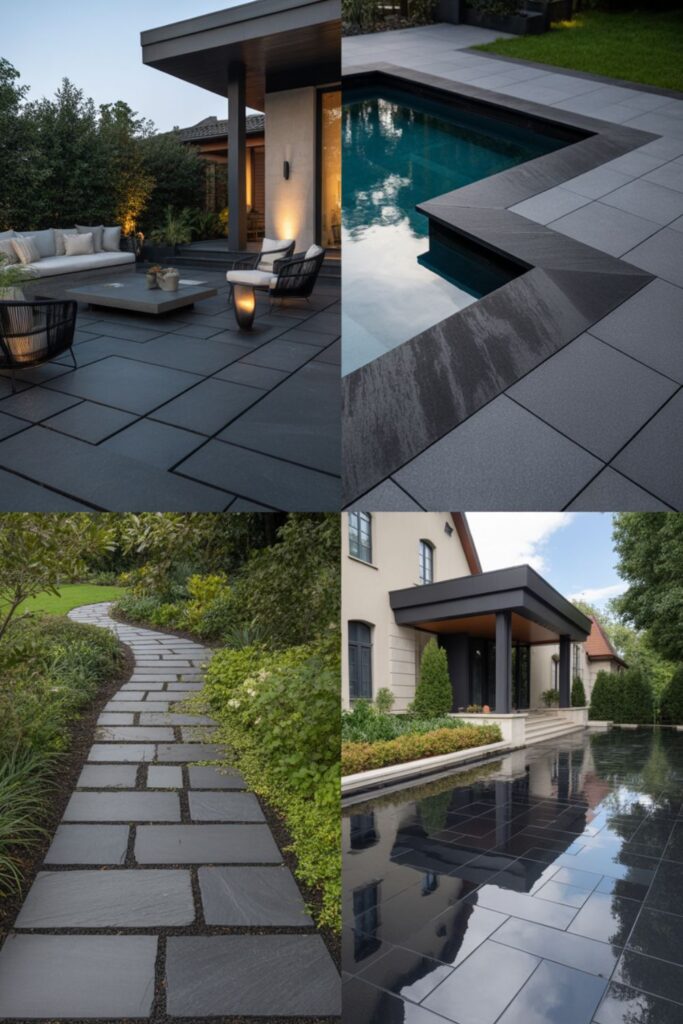 21+ Elegant Black Stone Flooring Ideas for Stunning Spaces 4 Black Stone for Different Outdoor Applications