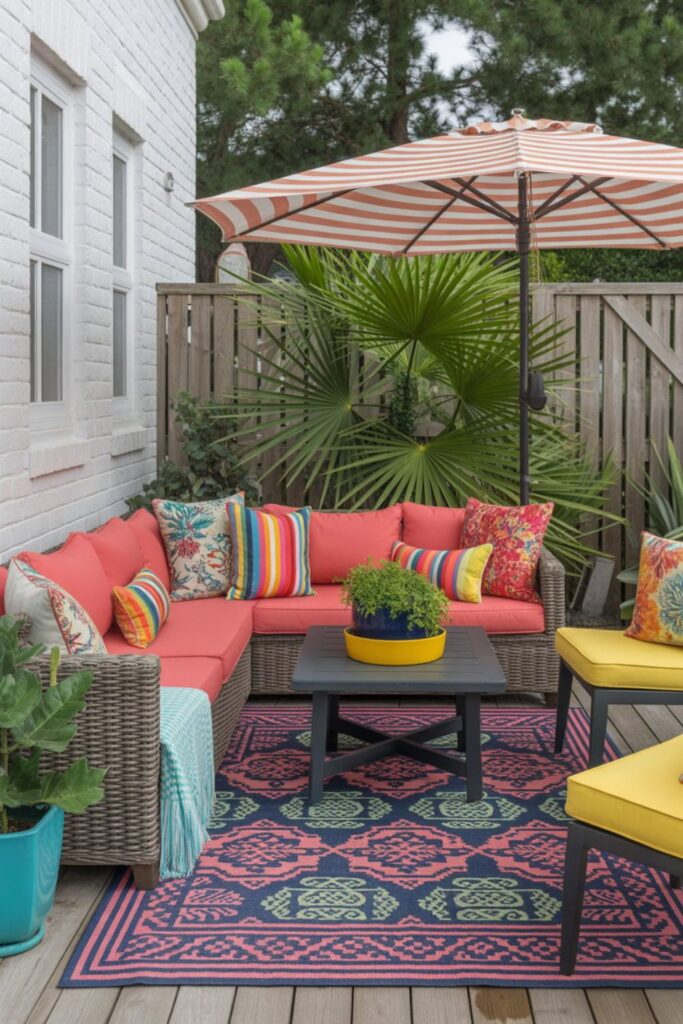 Stunning Outdoors Decorating Ideas For Exterior Living Spaces 3 Bold Color Schemes and Pattern Mixing for Outdoor Spaces