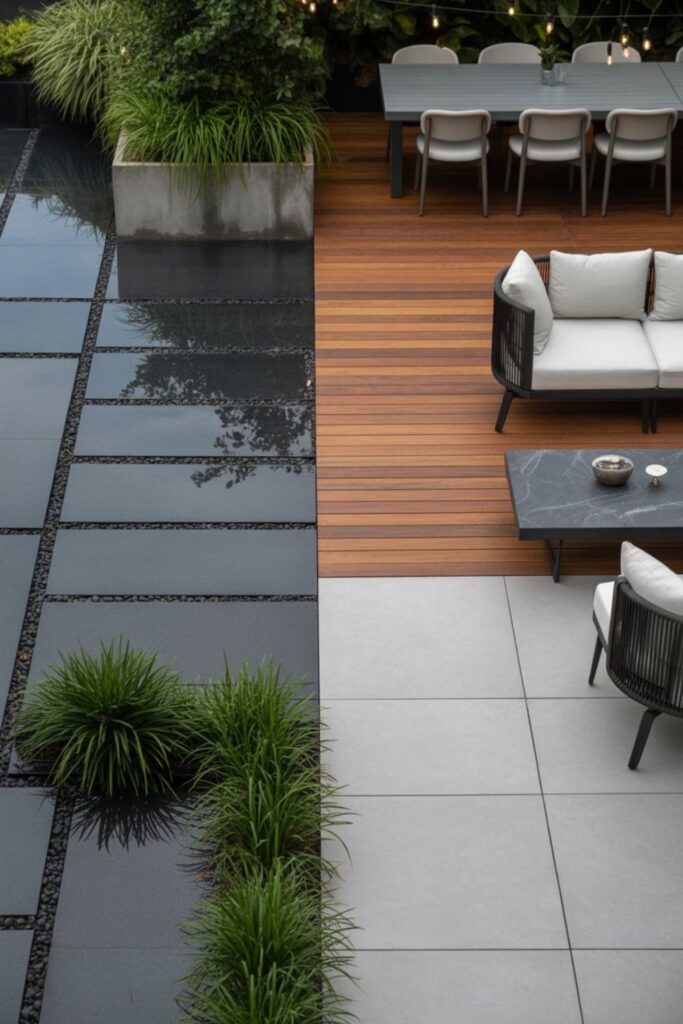 30+ Black Stone Outdoor Flooring Ideas for Modern Exteriors 5 Combining Black Stone With Other Materials