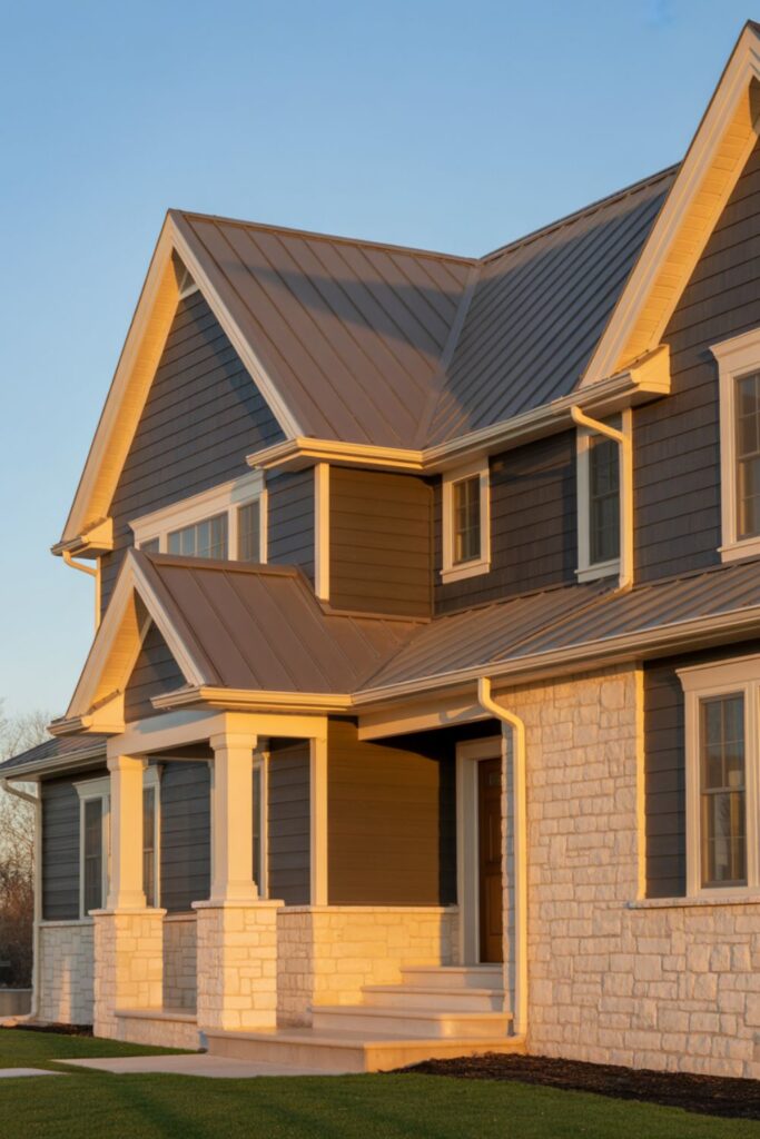 20+ Home Color Ideas Outdoors to Boost Exterior Curb Appeal 4 Coordinating Exterior Colors With Roofing and Stone