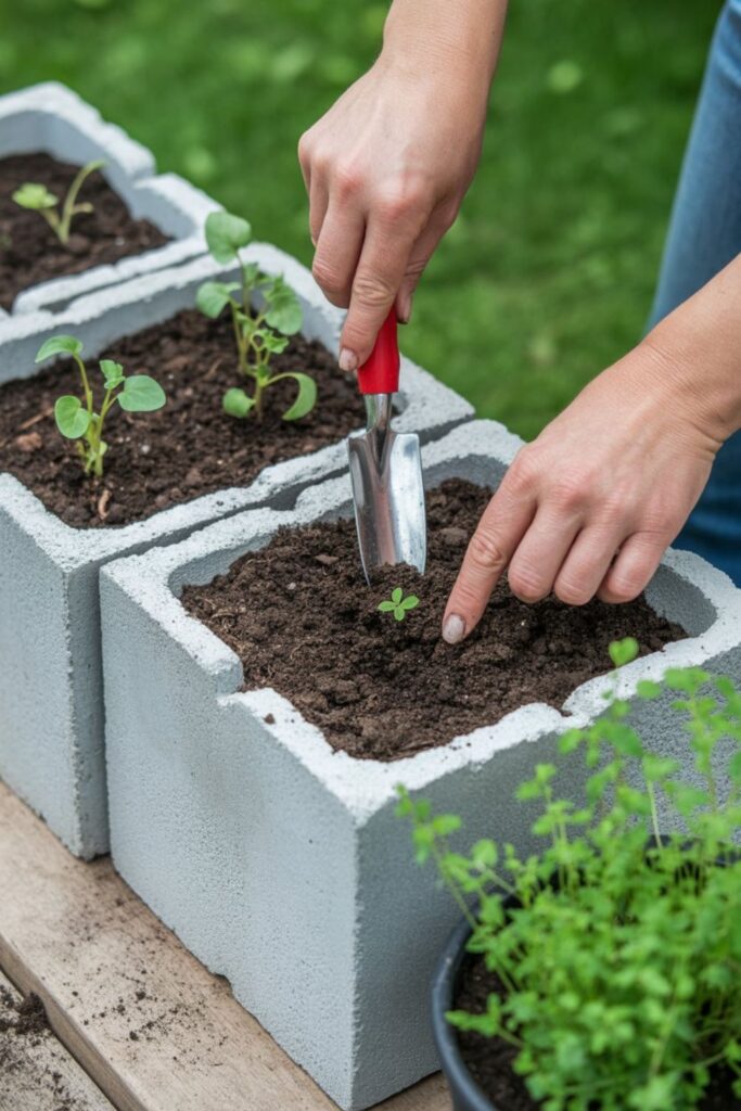 25+ Garden With Cinder Blocks Ideas for Stylish Outdoor Spaces 3 Filling and Planting Your Garden