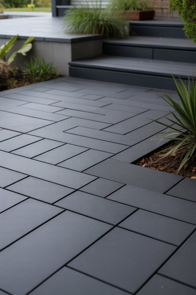 30+ Black Stone Outdoor Flooring Ideas for Modern Exteriors 2 Black Porcelain Pavers as Stone Alternatives