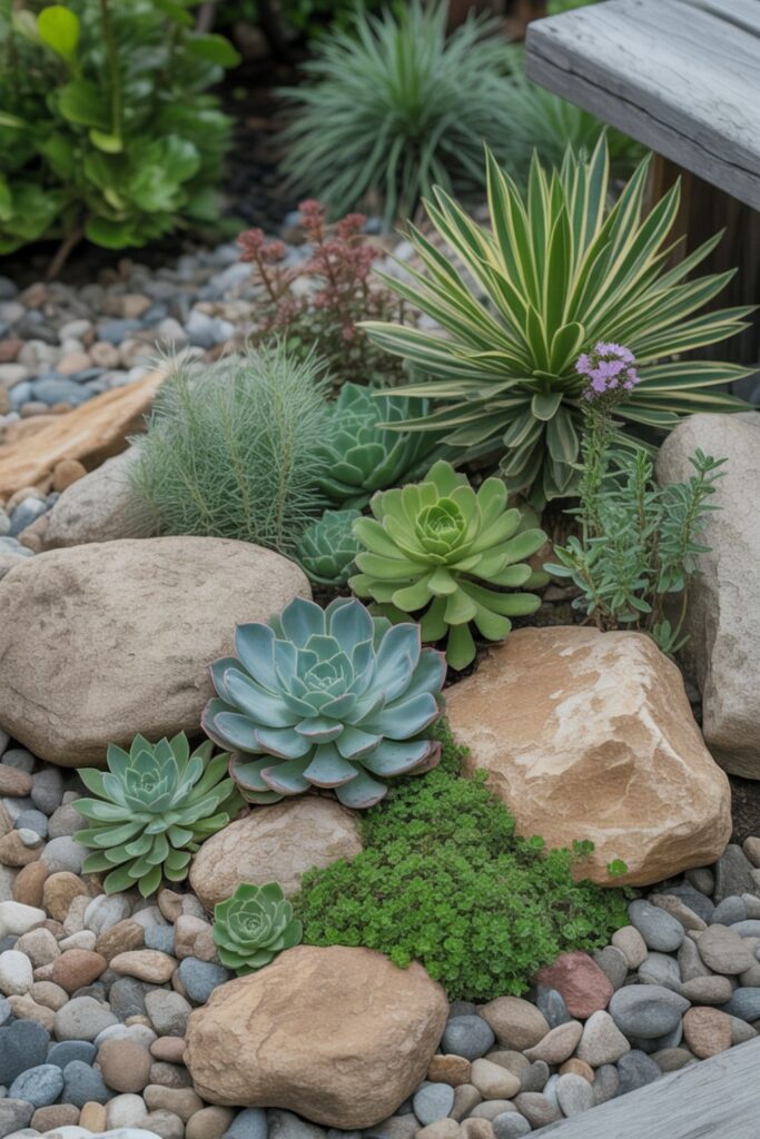30+ Small Garden With Rocks Ideas to Transform Compact Spaces 3 Low Maintenance Rock Garden Plant Combinations