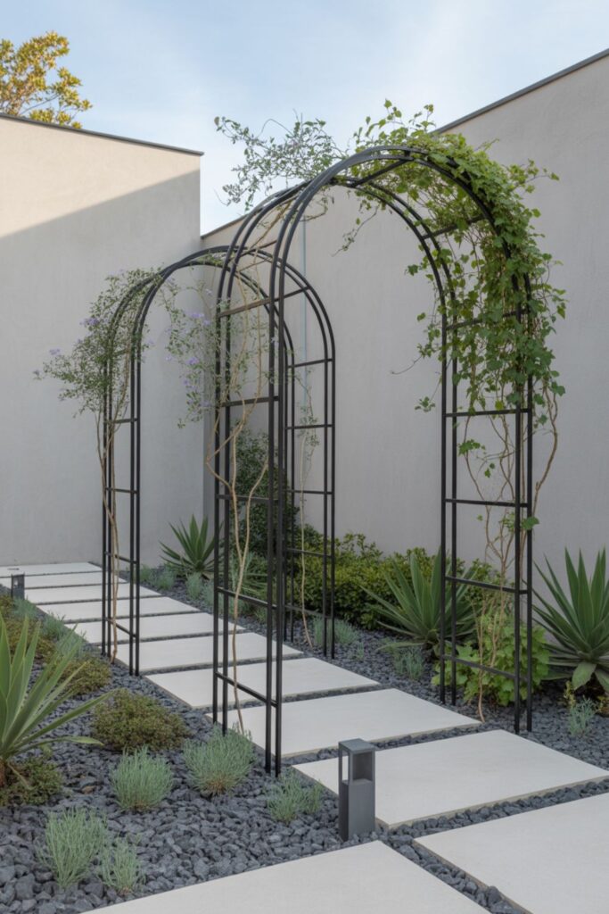 Best Arch In Garden Ideas to Transform Your Outdoor Space 2 Modern Metal Garden Arches for Contemporary Landscapes