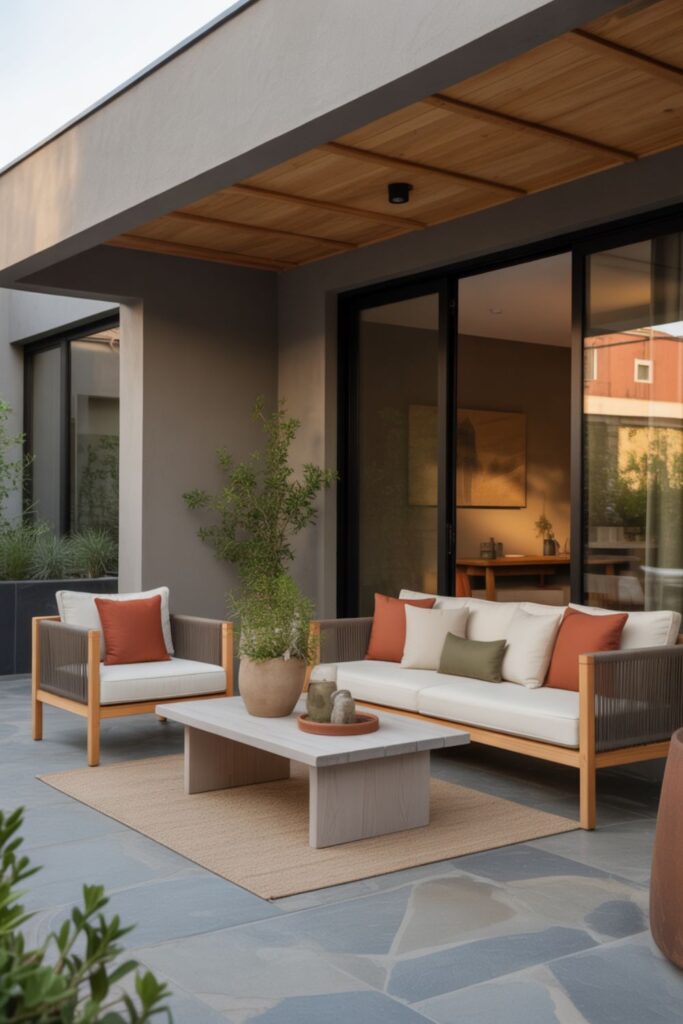 15+ Modern Rustic Patio Ideas That Balance Nature Design 3 What Color Palettes Work for Modern Rustic Patios?