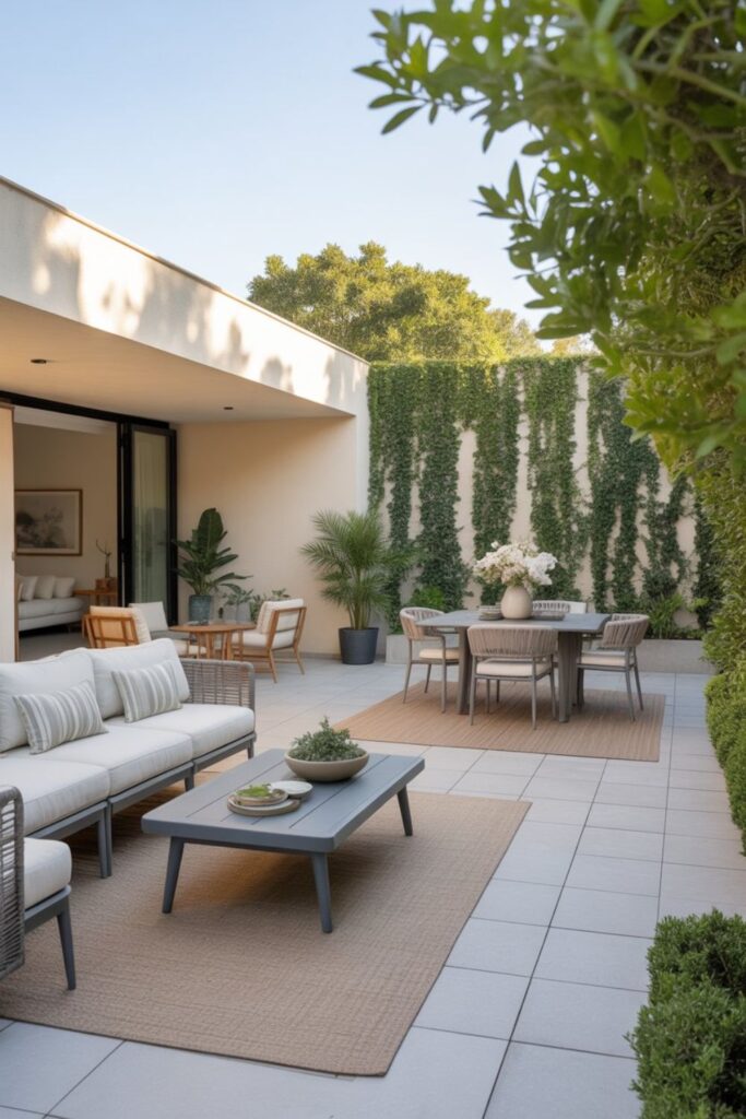 23+ Big Patio Decorating Ideas for Stylish Outdoor Living 2 How Can Area Rugs Define Spaces Outdoors?