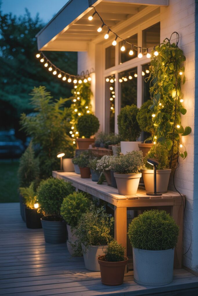 25+ Outside Plant Decor Ideas for a Stylish Space 4 How to Incorporate Lighting with Outdoor Plant Displays