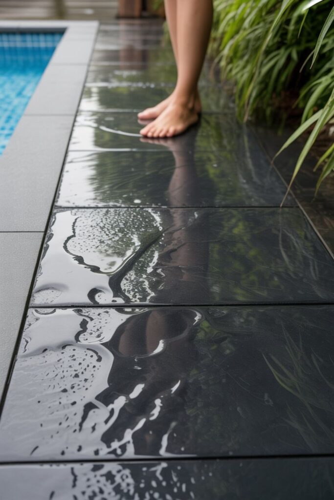 21+ Elegant Black Stone Flooring Ideas for Stunning Spaces 3 Slip Resistance and Safety with Black Stone