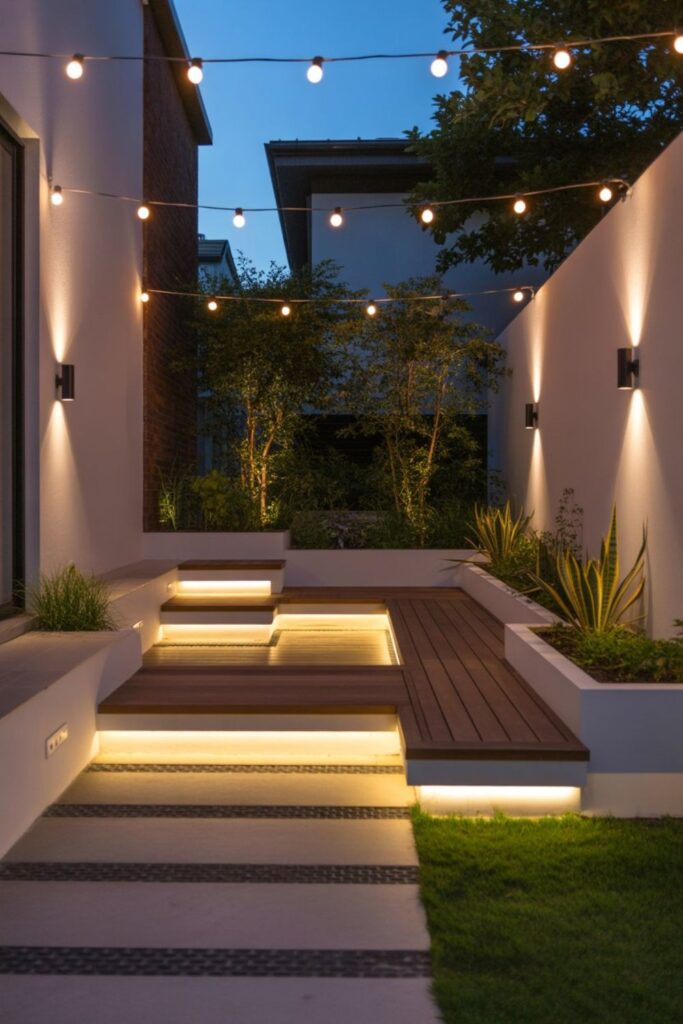 Modern Small Backyard Design For Compact Spaces 3 What Lighting Design Elevates Modern Small Backyards?