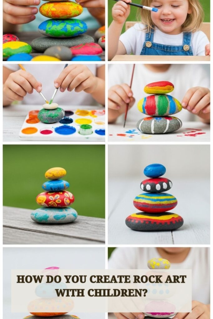 25+ Genius DIY Garden Rock Art Ideas 4 Children painting colorful rocks outdoors, creating fun and creative rock art in a backyard garden.