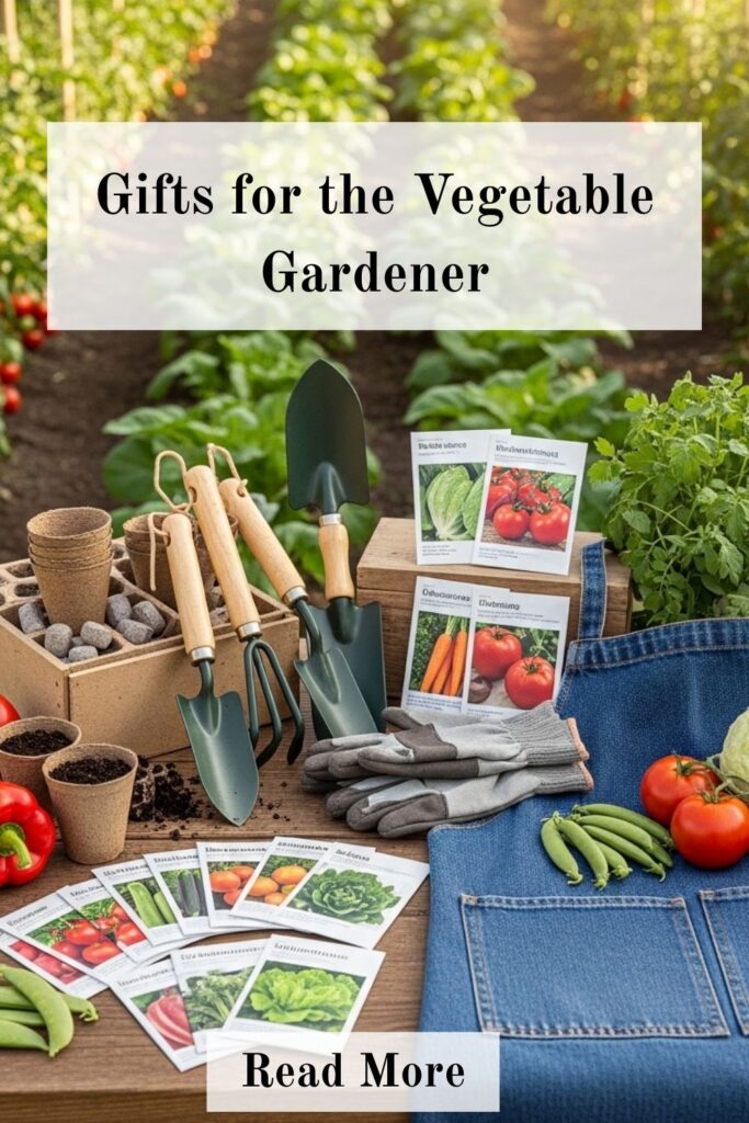 20+ Best Gifts for Gardeners That They'll Actually Use and Love 2 Gift ideas for vegetable gardeners including seed starter kit, gardening tools, apron with pockets, and labeled seed packets.