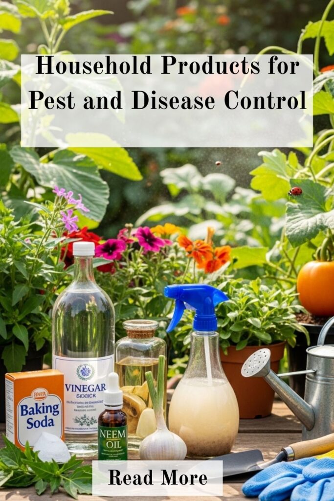 25+ Gardening Hacks Using Everyday Items for Smarter Growing 3 Healthy garden plants protected from pests using natural household products like vinegar, baking soda, and garlic sprays.