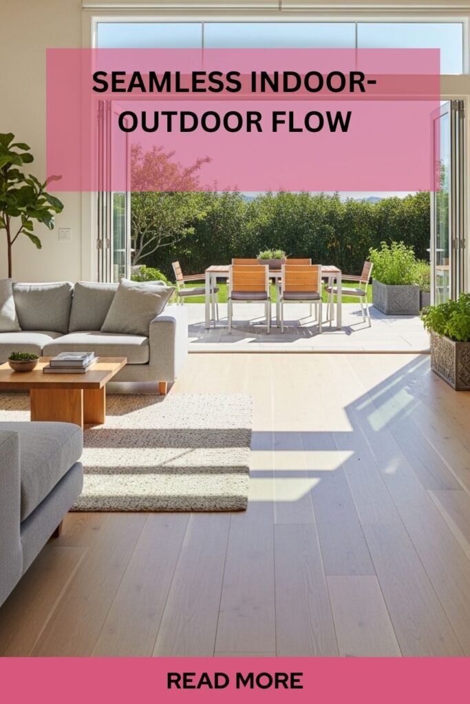 20+ Outdoor Kitchen Patio Design Trends Transforming Backyards in 2025 3 Seamless indoor-outdoor flow with open glass doors connecting living room to patio with continuous flooring design.