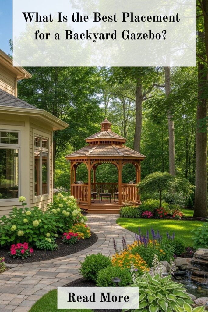 Best Backyard Gazebo Designs for a Beautiful and Relaxing Outdoor Space 4 Backyard gazebo placed near the house with garden views, partial shade, and easy access for optimal comfort and design.