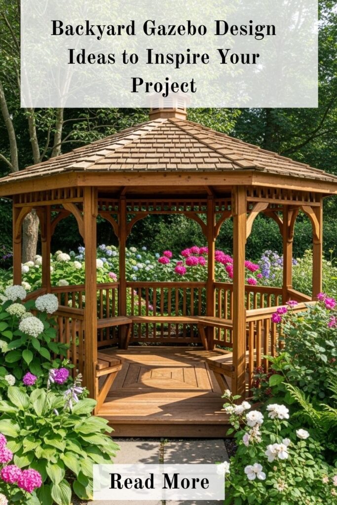 Best Backyard Gazebo Designs for a Beautiful and Relaxing Outdoor Space 3 Classic wooden gazebo in a lush backyard garden with natural wood finish and cozy seating.