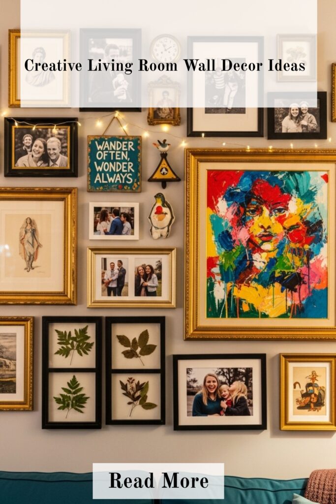Best Living Room Wall Decor Ideas to Create a Stylish and Cozy Home 2 Creative living room wall with an eclectic gallery of art, photos, and unique decor pieces