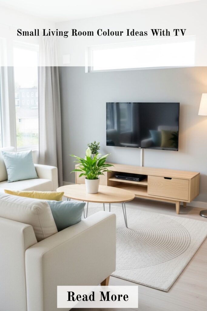 Small Living Room Ideas with TV That Perfectly Balance Style and Function 5 Small living room colour ideas with TV using neutral tones and soft accent colors for a modern look