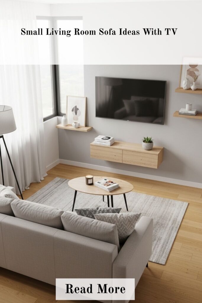 Small Living Room Ideas with TV That Perfectly Balance Style and Function 3 Small living room ideas with TV featuring wall-mounted screen, space-saving furniture, and modern decor layout