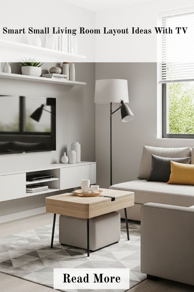 Small Living Room Ideas with TV That Perfectly Balance Style and Function 2 Smart small living room layout ideas with TV using space-saving furniture and wall-mounted setup