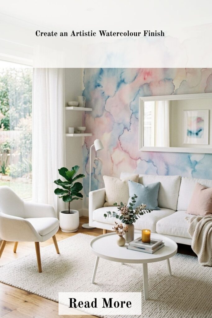 30 Best Living Room Paint Ideas for a Warm and Inviting Space 5 Living room with watercolor wall in soft pastel shades