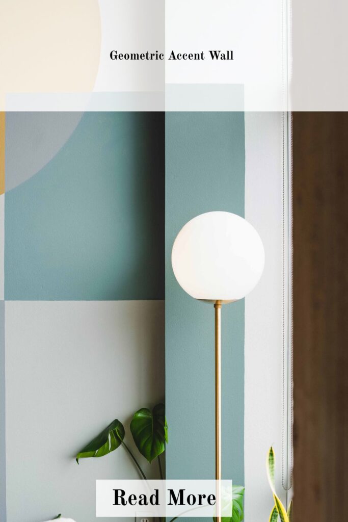 Creative Living Room Accent Wall Ideas for Every Interior Style 3 Modern living room with a geometric accent wall featuring bold patterns, stylish furniture, warm lighting, and contemporary decor for a trendy and elegant interior design.