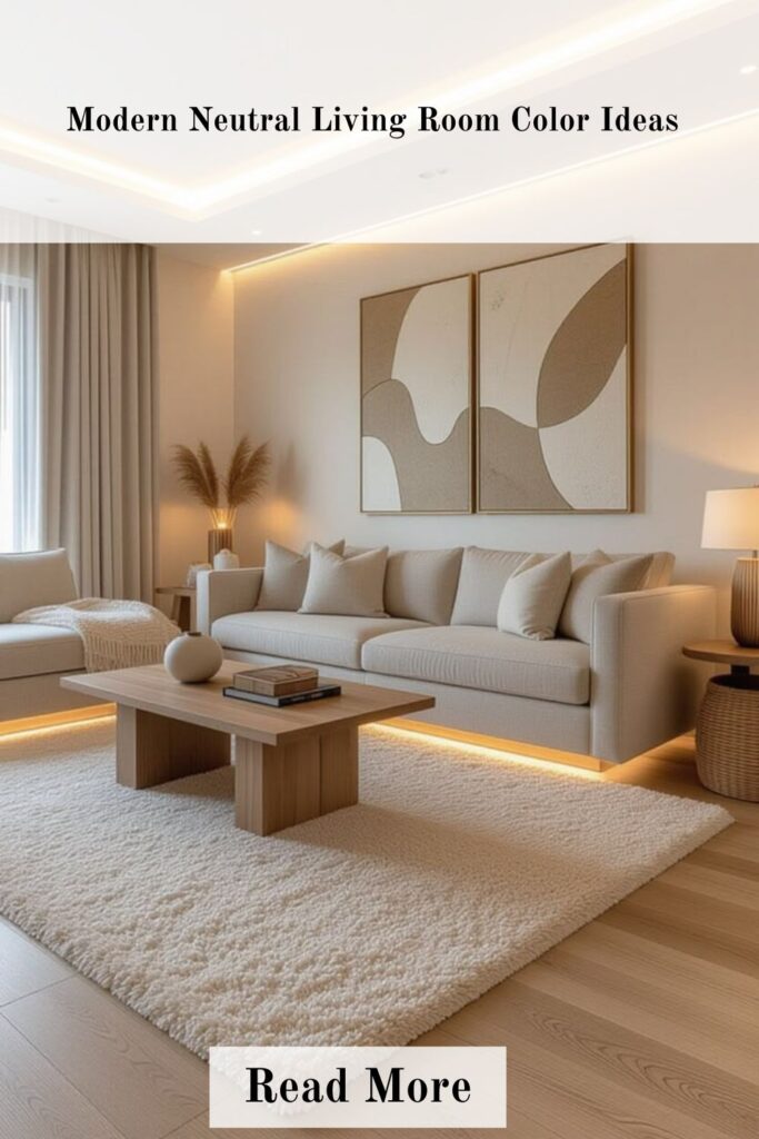 Living Room Color Ideas to Set the Perfect Tone for Your Space 2 Modern neutral living room color ideas with beige and gray tones, minimal decor, and a clean, cozy aesthetic
