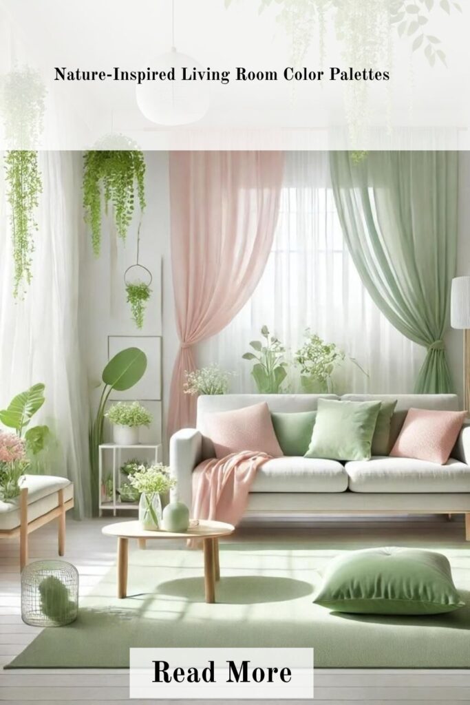 Living Room Color Ideas to Set the Perfect Tone for Your Space 5 Nature-inspired living room color palette with earthy tones, greenery, and warm textures creating a calm and organic space