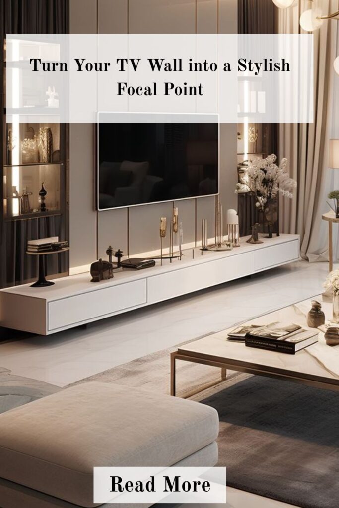 Grey Living Room Ideas to Create a Calm, Cozy, and Elegant Home 5 Stylish TV feature wall with modern decor, built-in shelving, and elegant finishes, creating a striking focal point in a contemporary living room.
