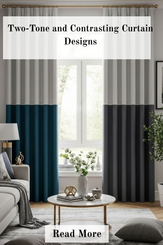 Living Room Curtains Ideas That Instantly Elevate Any Space 5 Two-tone and contrasting curtain designs adding visual interest to a living room with stylish color combinations and modern window treatments